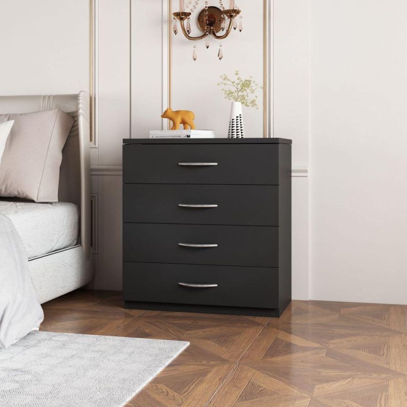 Simple 4-Drawer Dresser Easy to Assemble Chest of Drawers for Bedroom Living Room Black