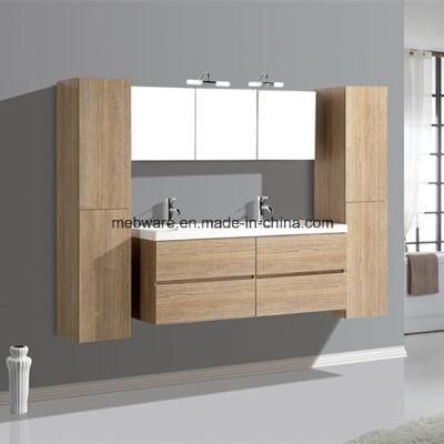 Melamine MDF Bathroom Vanities with Side Cabinet Resin Sink Cabinet