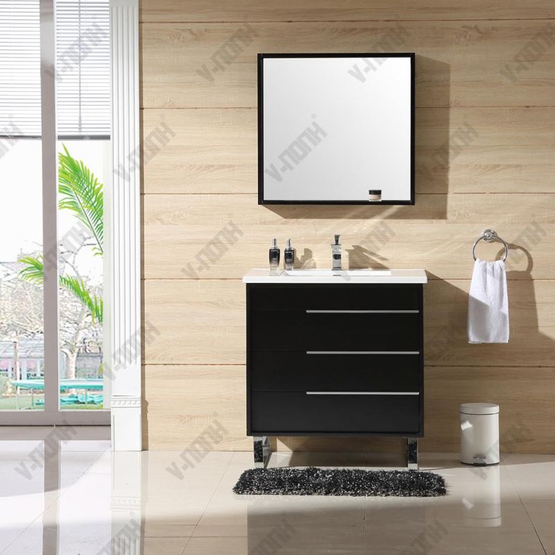 Elegant Wholesale Solid Wood Bath Cabinet Furniture with Mirror