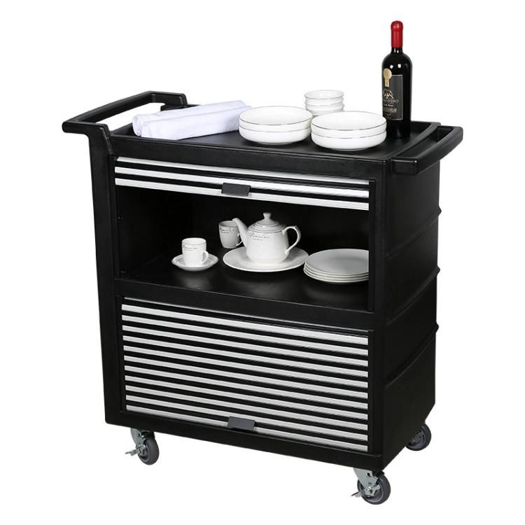 Hotel Food Service Trolley with PP Plastic Kitchen Plate Collector Cleaning Service Cart Chariot De Nettoyage