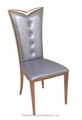 Premium Gold Stainless Steel PU Dining Chair with Diamond Backrest