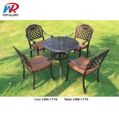 Luxury Outdoor Restaurant Furniture Aluminum Stacking Chair with Armrest