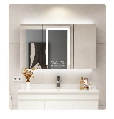 UL, CE Approved Environment Friendly Single Double Door MDF, Aluminum Profile, Stainless Steel Bathroom Cabinet with Dimmer