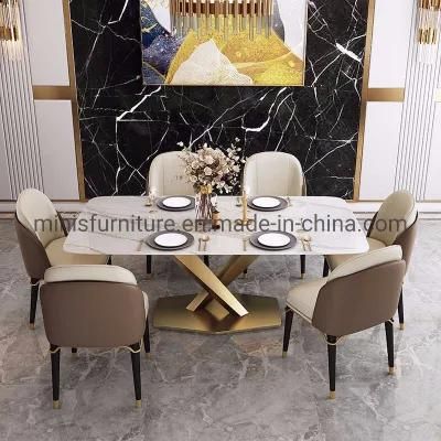 (MN-DT629) Home Modern Simple Marble/Slap Top Dining Table Furniture