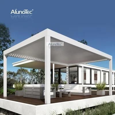 Remote Control Zip Screen Gazebo Modern Design Pergola Balcony Pavilion with Glass Sliding Door