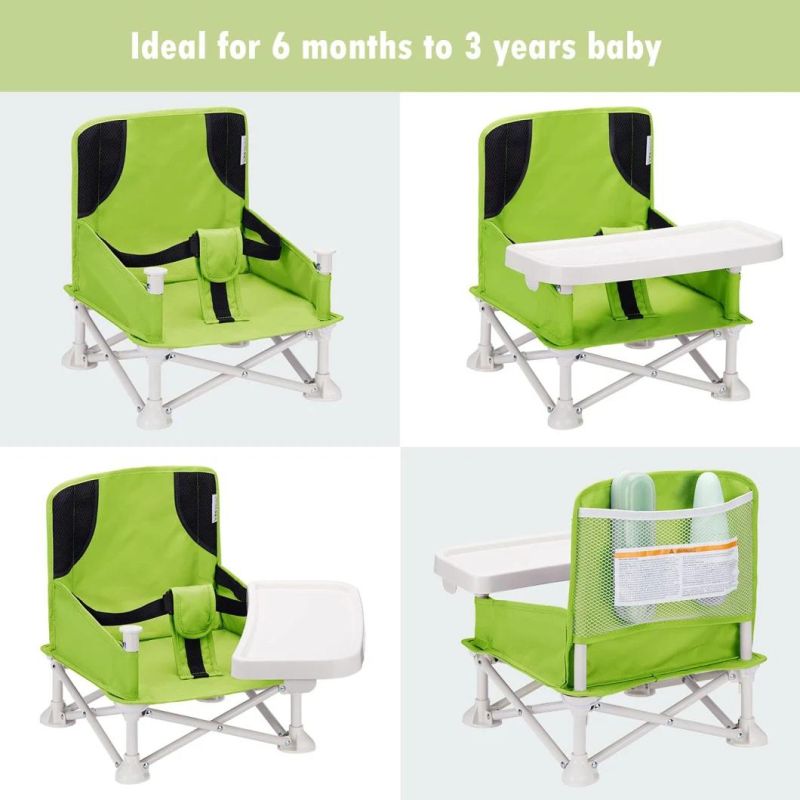 Children′s Baby Dining Chair Foldable Seat with Tray and Bag Outdoor Baby Seat Portable Seat for Home and Travel