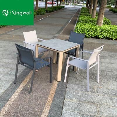 High-End Modern Design Outdoor Aluminum Furniture Garden Balcony HPL Dining Table Sets for Hotel