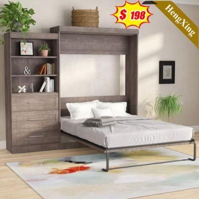 Chinese Modern Home Bedroom Double King Size Beds Set Hotel Wooden Melamine Wall Bed