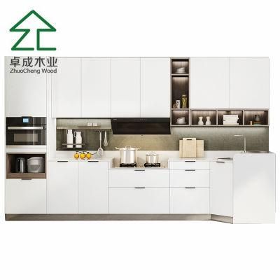 L Style White Color Particle Board Melamine Kitchen Cabinet