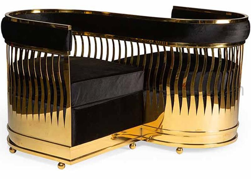 Modern Hotel Furniture Black Velvet Gold Frame Luxury Sofa