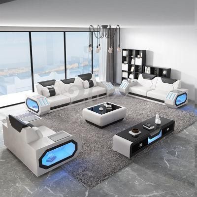 Unique Design Modern Furniture Smart LED Living Room Leather Sofa
