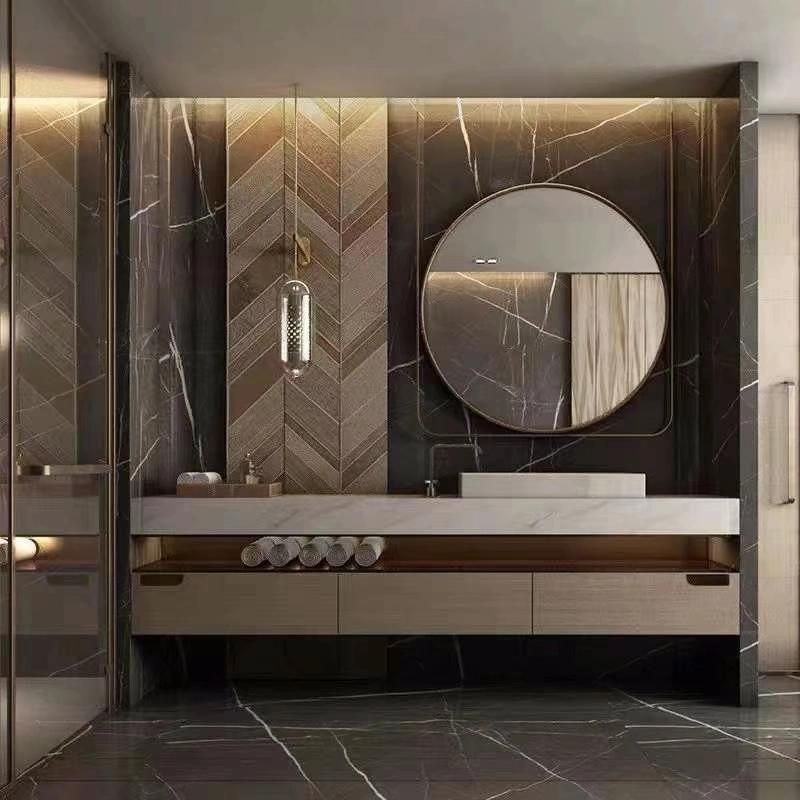 OEM Marble Stone Modern Wall MDF Wooden Bathroom Hotel Furniture