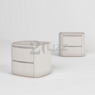Wholesale Modern Bedroom Furniture 1 Stainless Steel Drawer European Bedside Table with Leather Upholstery Night Stand