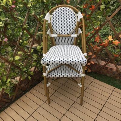 Hot Sale Outdoor Furniture French Style Cafe Bistro Rattan Chairs Restaurant Furniture Modern Stackable Packing 30PCS