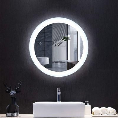 Round LED Dimmable Color Temperature Warm/White/Gradient Vanity Bathroom Mirror with Touch Switch Wall Mounted Backlit Lighted Makeup Mirror