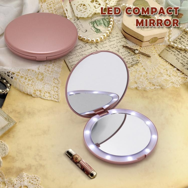 Hot Sale Travel Makeup Mirror 1X/5X Magnifying Rechargeable Mirror