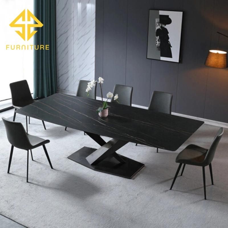 Foshan Luxury Slate Rectangular Rock Dining Table