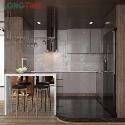 Apartment Modern Melamine Kitchen Cabinet with Quartz Countertop