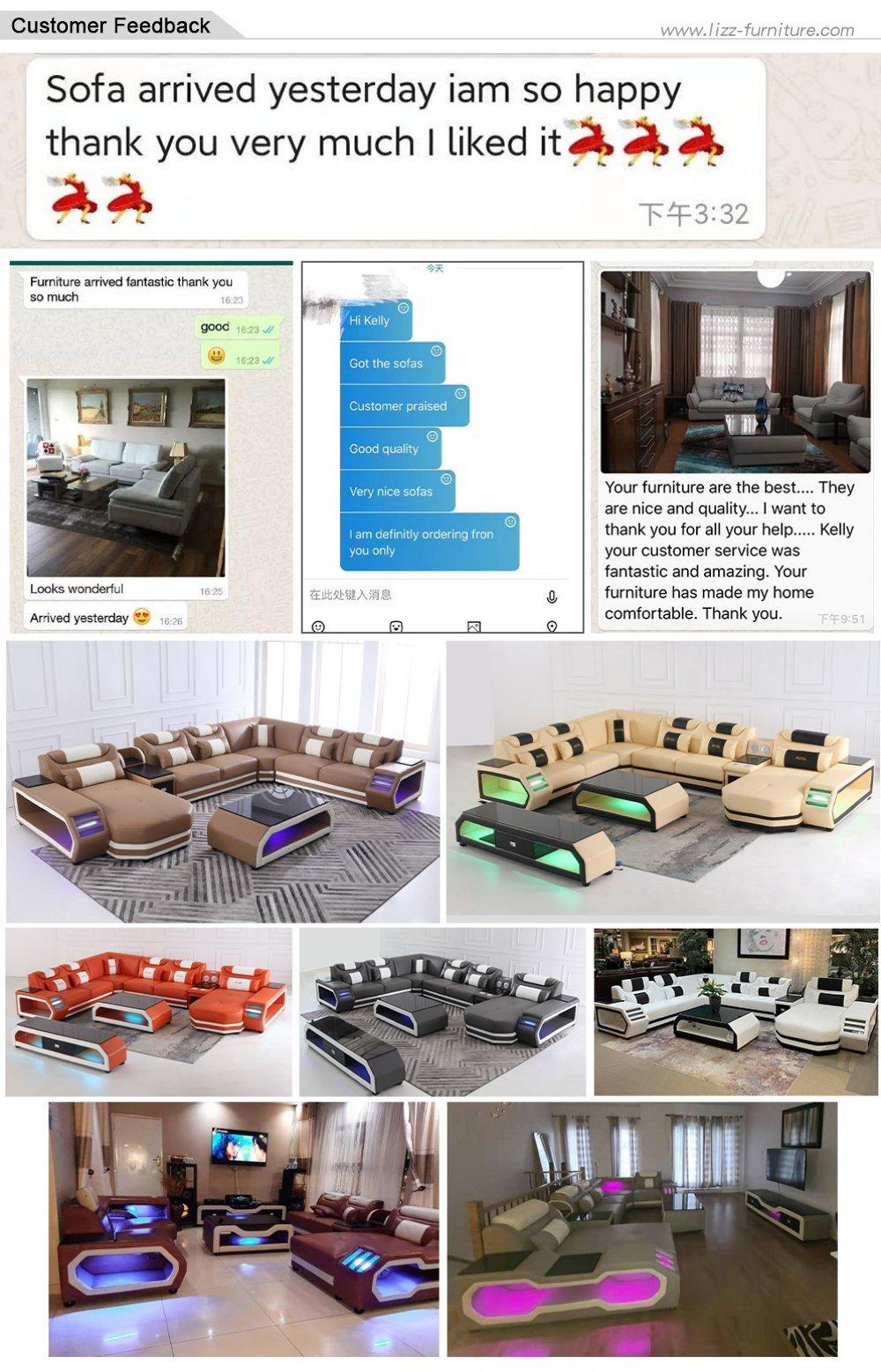 Advanced Modern Design Home Furniture Set LED New Age Leisure Genuine Leather Sofa