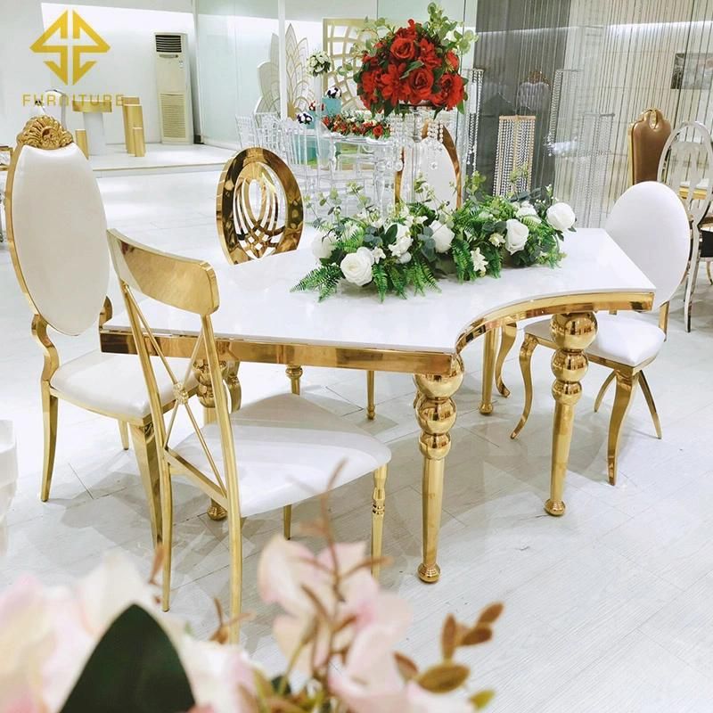 French Design High Quality Event Gold Stainless Steel Banquet Dining Chair