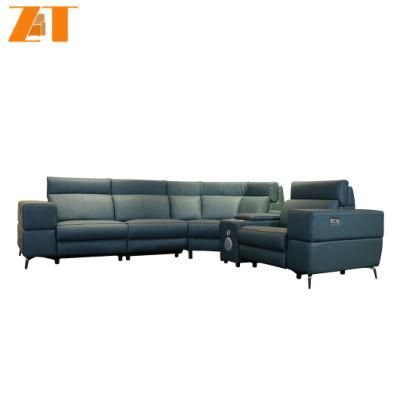 Intelligent Modern Home Living Room Sectional Green Couch Set Smart L Shape Leather Lazy Sofa