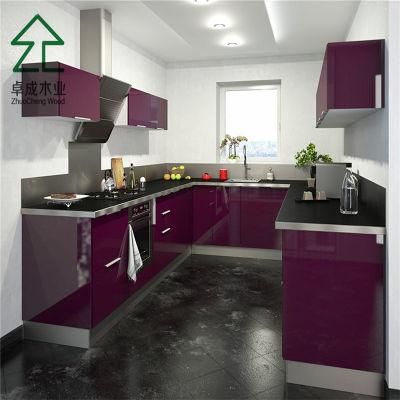 Purple Color High Gloss Modern Design Kitchen Cabinet