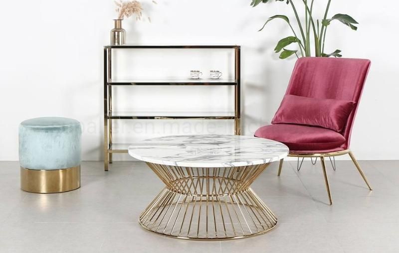 Italian Furniture Modern Marble Top Metal Coffee Table