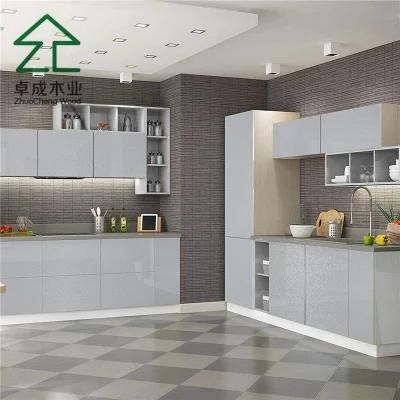 Gray Color Particle Board Kitchen Cabinet with Handle