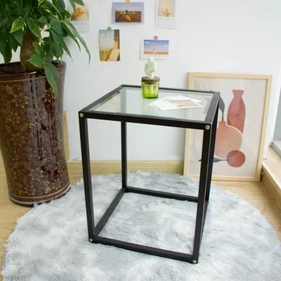 New Style Modern Home Furniture Tempered Glass Top Metal Frame Coffee Tea Table