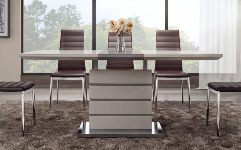 Home Livinig Room Furniture MDF Extendable Top MDF Highlight Painting Leg Modern Dining Table Set