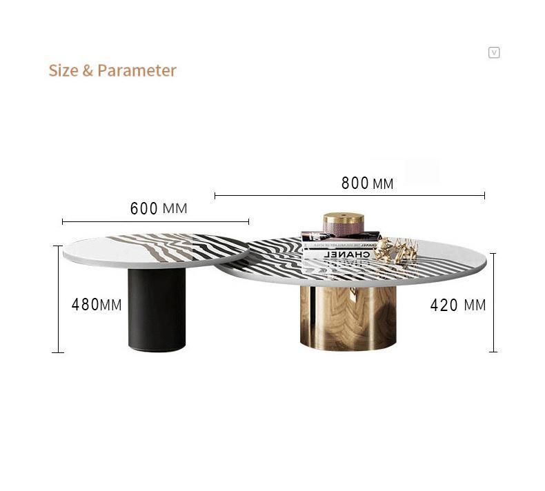 Home Furniture Stainless Steel Marble Sintered Stone Tea Table