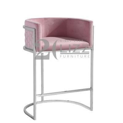 Direct Sale Modern Simple Design Hotel Restaurant Furniture Retro Pink Fabric Chair