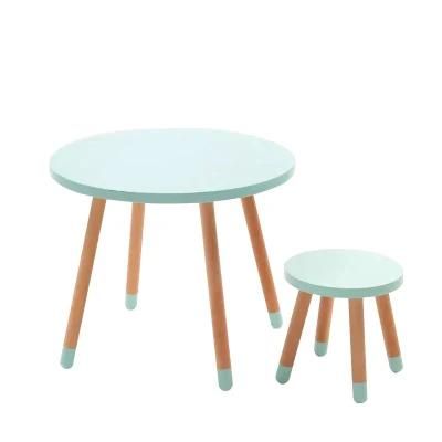 Children Room Furniture Kids Wooden Study Desk Round Table and Chairs Set