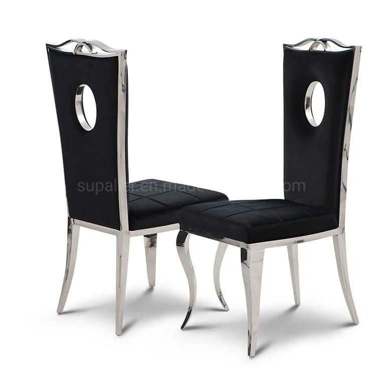 Cheap Wholesale Stainless Steel Synthetic Leather Dining Metal Chair