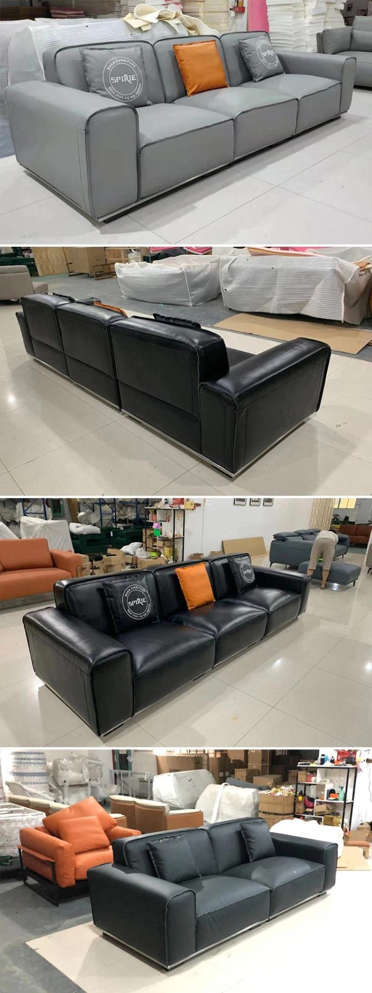 Contemporary Fabric Seating Modern Couch Leisure Home Leather Sofa Set for Living Room Furniture