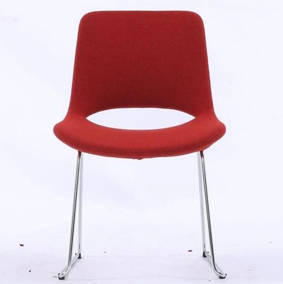 Modern Upholstery Mounded Foam Dining Chair and Steel Base