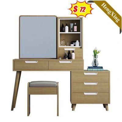 Log Color Modern Wooden Design Bedroom Furniture Storage Glass Dressing Table with Drawers Cabinet