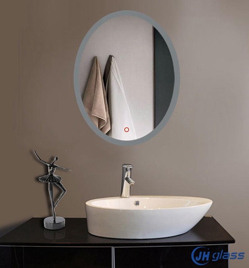 Illuminated Lighted Concealed Decorative Bathroom Oval Mirror with Touch Sensor