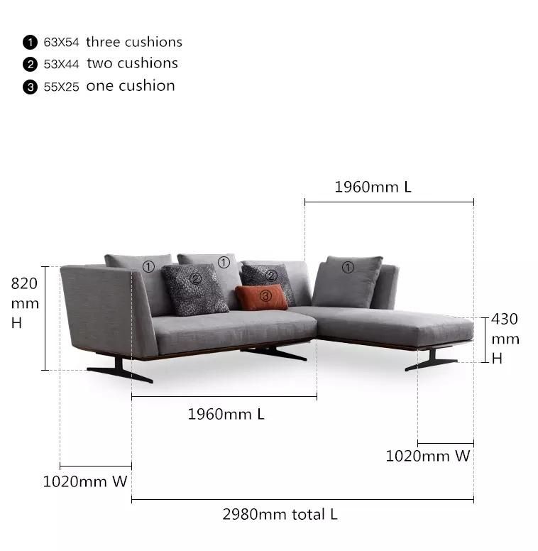 New Arrivial Modern Living Room Sofa Set Leisure Casual Fabric Conner Sofa
