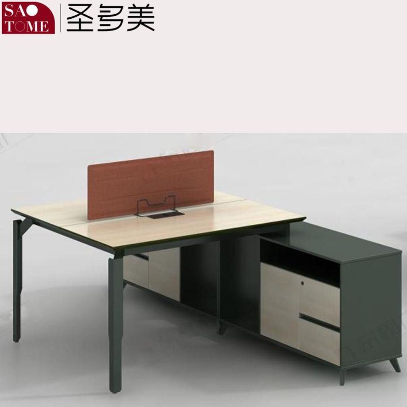 Modern Office Furniture Ordinary Four-Person Office Desk with Side Cabinet