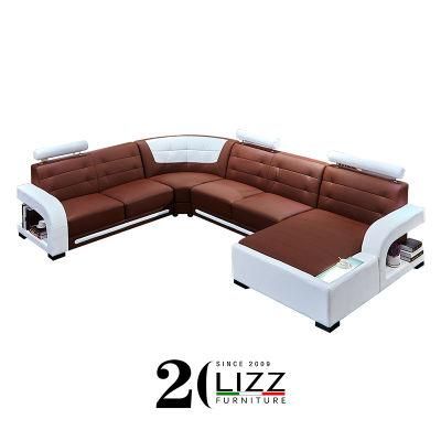2021 Modern Home Living Room Furniture Genuine Leather Sectional Corner Leisure Sofa Set