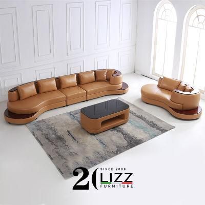 Modern Couch Living Room Furniture Wooden Sofa Genuine Leather Sofa Set