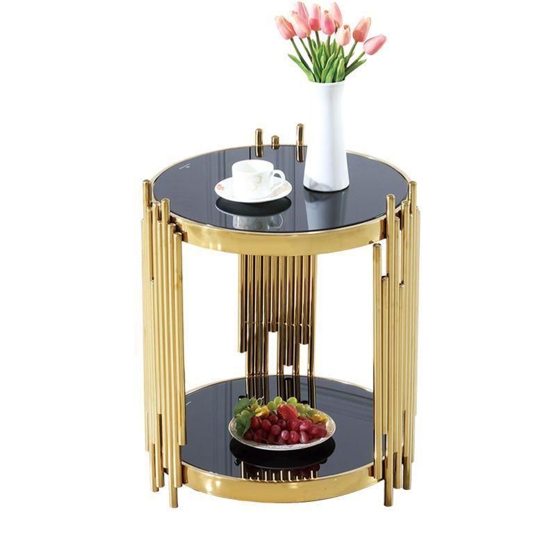 Apartment Furniture Titanium Stainless Steel Sintered Stone Coffee Table