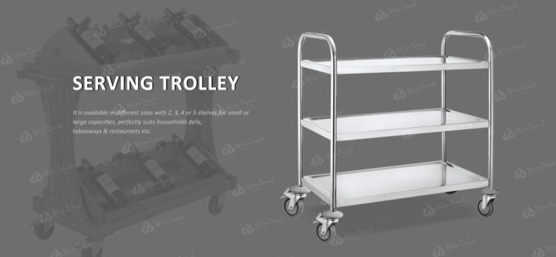 Stainless Steel Round Tube 3-Tier Hotel Restaurant Kitchen Trolley Cart
