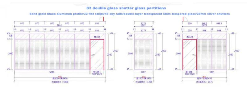 Cheap Modern Design Stainless Hall Wall Room System Aluminum Smart Glass Office Partition