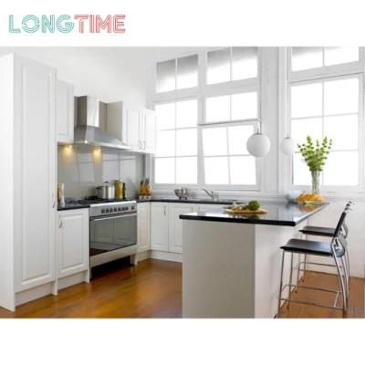 Flat Apartment Contemporary Small U-Shaped Design White Melamine Hampter Door Kitchen Cabinet