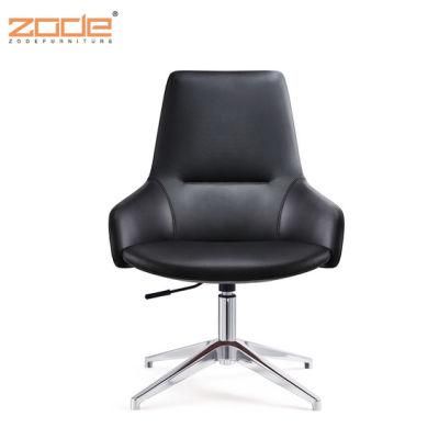 Zode Modern Home/Living Room/Office Design Furniture Class 5A Luxury Black Genuine Leather Ergonomic Executive MID Back Chairs