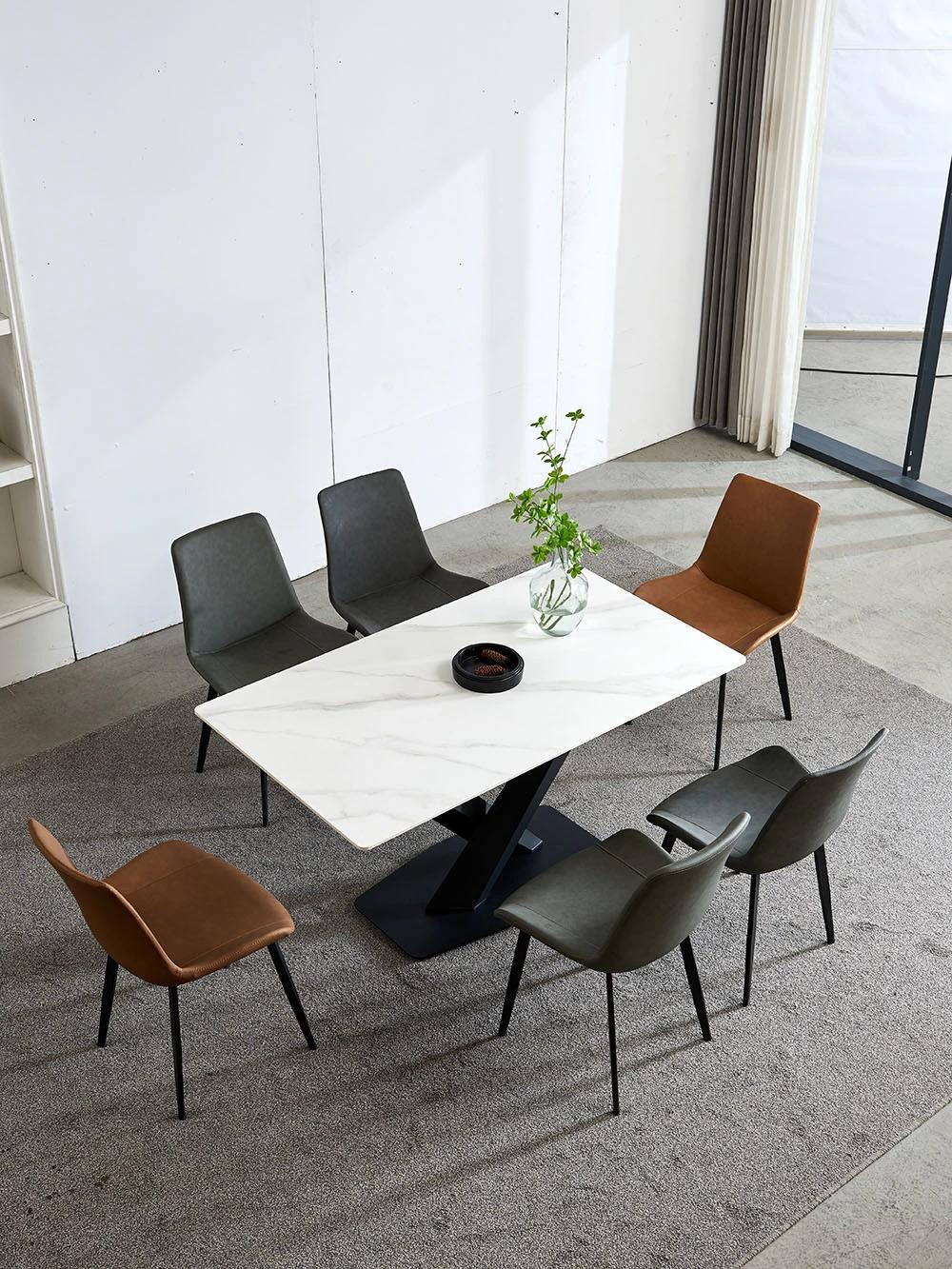 Snow White Office Marble Table with Rock Plate Table