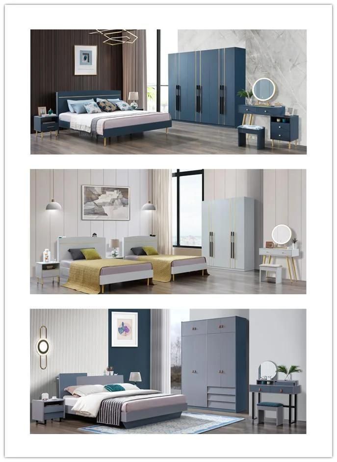 Dark Oak Color Home Furniture MDF Bedroom Furniture Double Beds