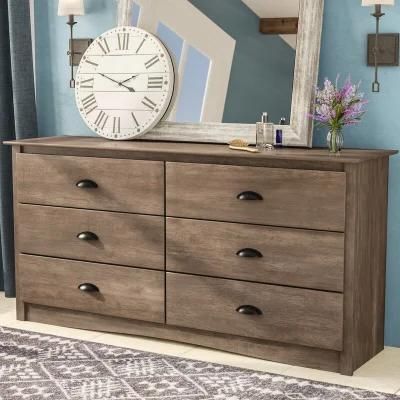 Classic Furniture Coffee Table Wooden Cabinet Drifted Gray 6 Drawer Double Dresser Sideboard for Bedroom